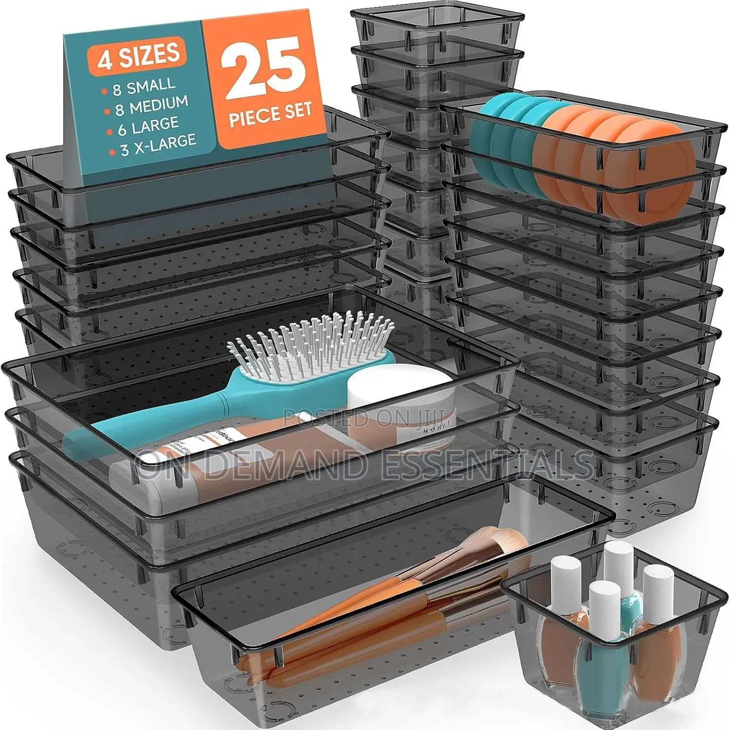 Black 25 PCS Set Drawer Organizers