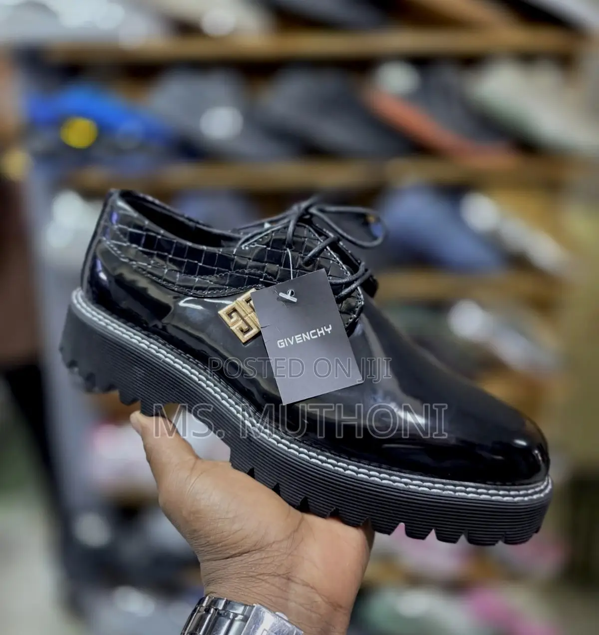 Givenchy Patent Leather Lug-Sole Derby Shoes, Size 40-45