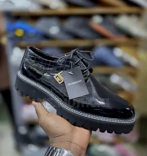 Givenchy Patent Leather Lug-Sole Derby Shoes, Size 40-45