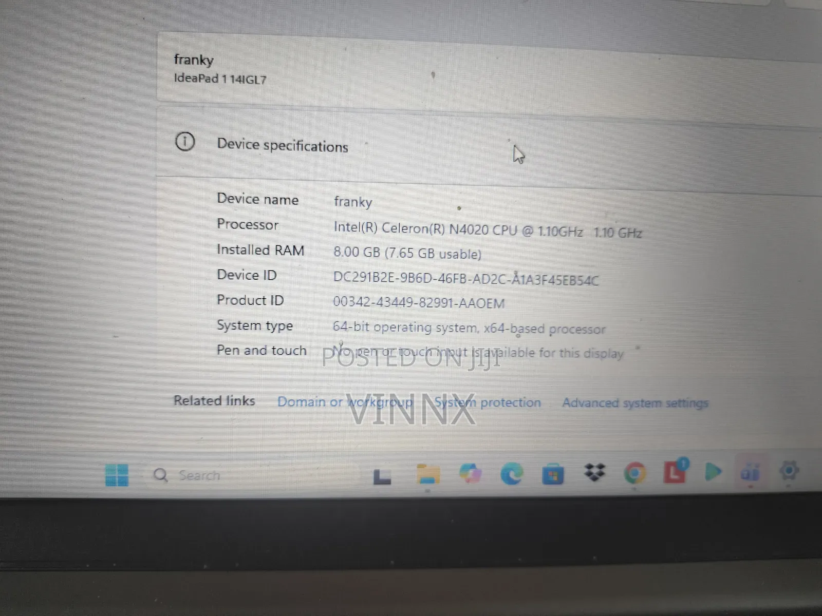 Laptop Lenovo Ideapad 3 8GB Intel Celeron SSD 256GB