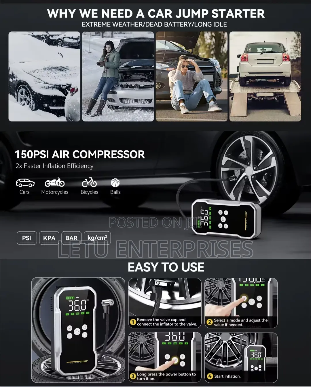 Jumper Starter With Air Compressor