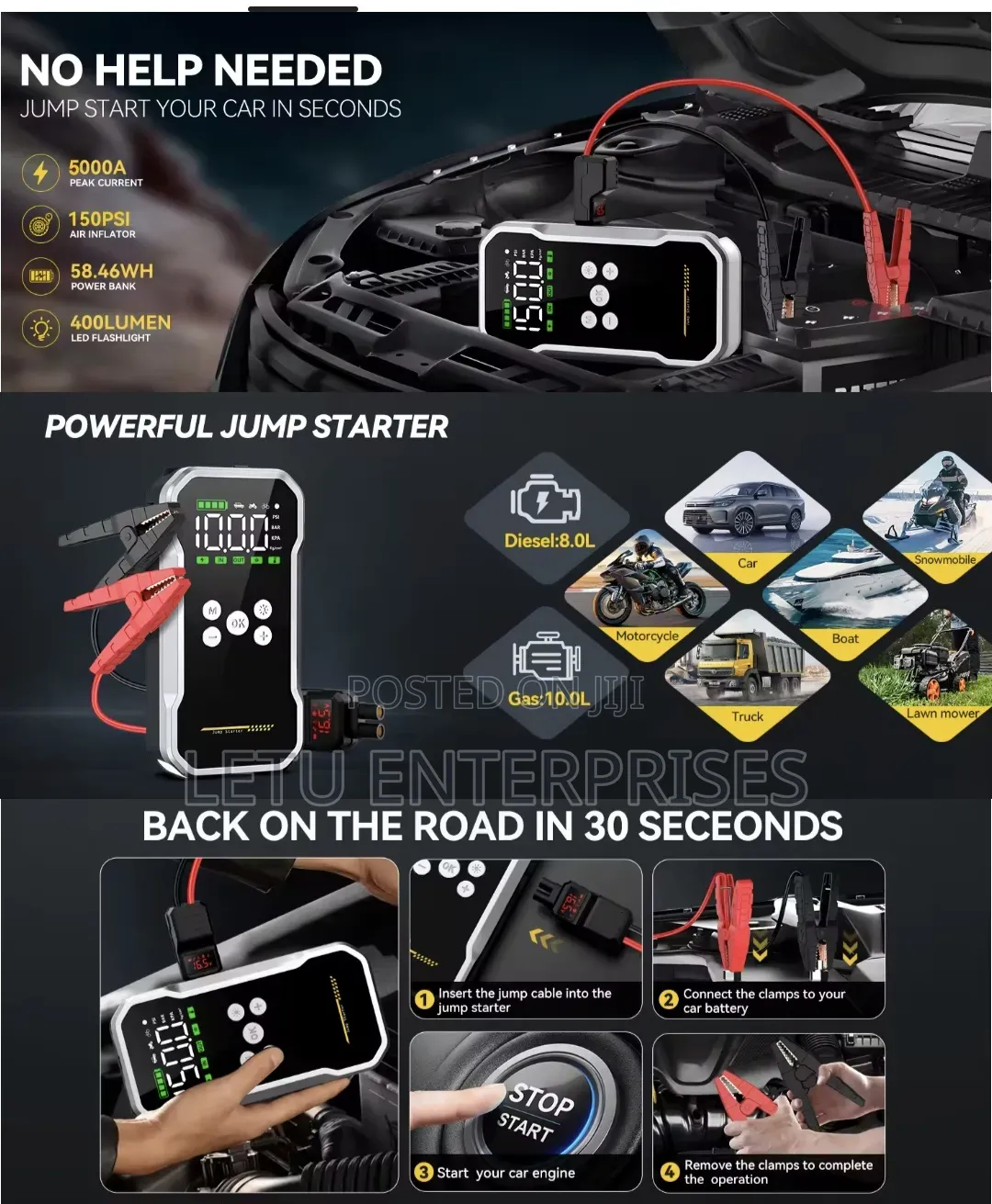 Jumper Starter With Air Compressor