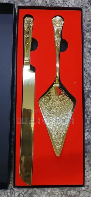 Gold Stainless Steel Cake Server Set .Knife 34cm,Cake Server 29cm*