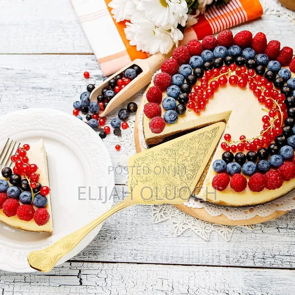 Gold Stainless Steel Cake Server Set .Knife 34cm,Cake Server 29cm*