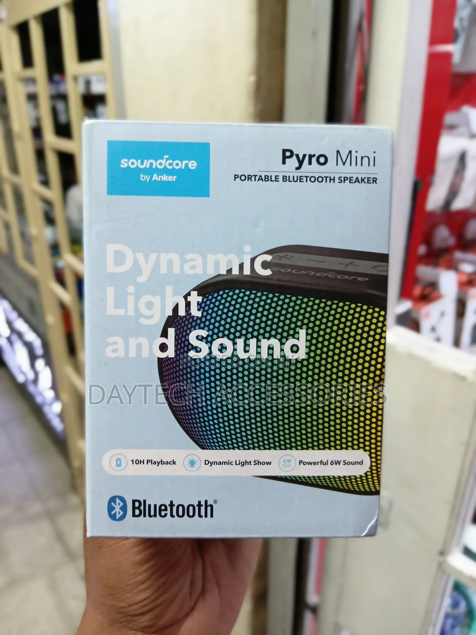 The Anker Soundcore Pyro Mini Portable Bluetooth Speaker.
