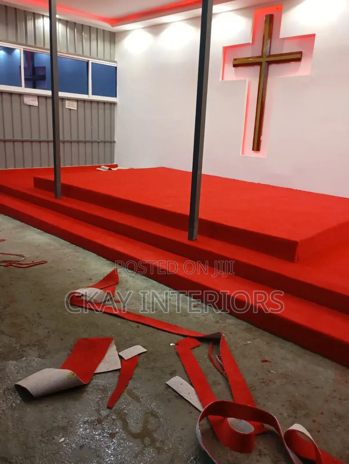 Blue and Red, Altar Flooring Delta 4mm Wall to Wall Carpets