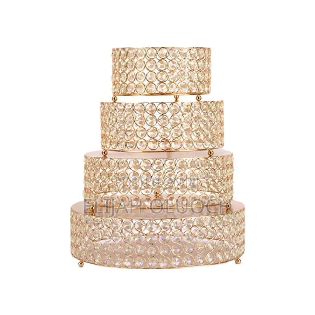 4pcs Iron Top With Crystals Cake Stand *Sizes: 25/30/35/40cm