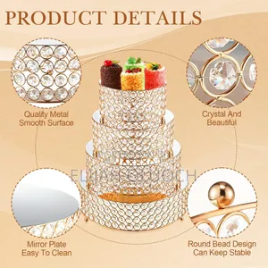 4pcs Iron Top With Crystals Cake Stand *Sizes: 25/30/35/40cm