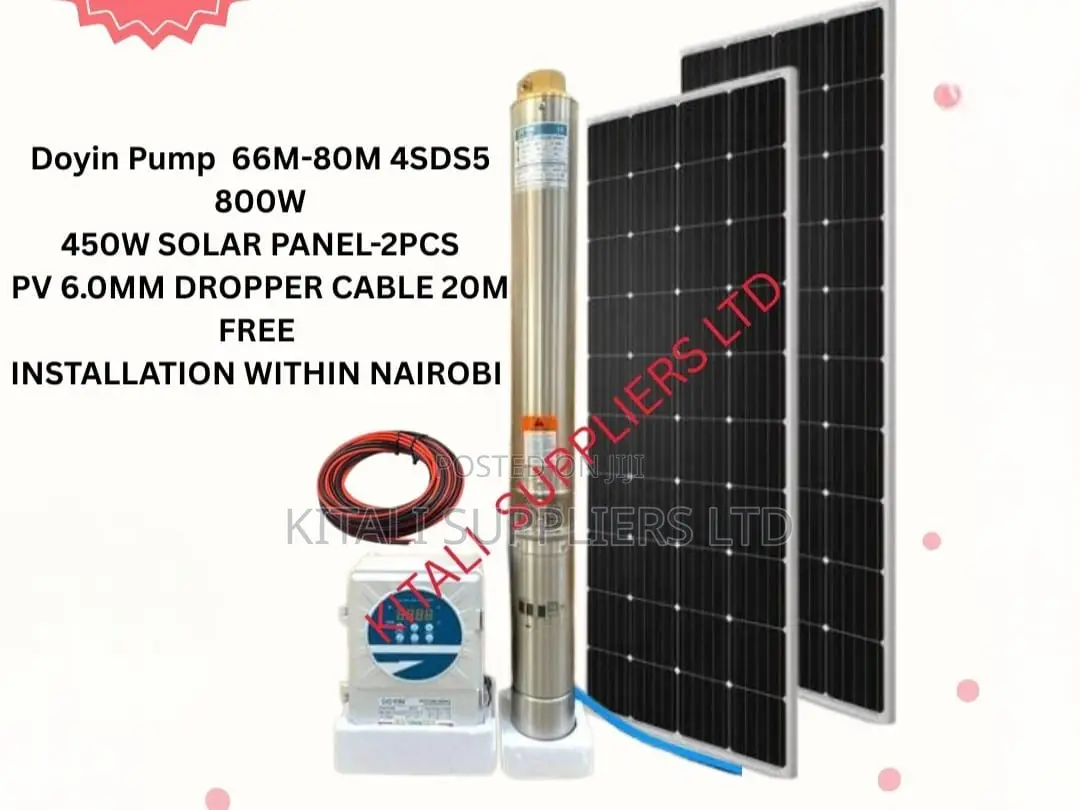 Doyin Pump 66m/80m 4SDS5 800W + 2×450W SolarPanel+ 20m PV 6.0mm Cable
