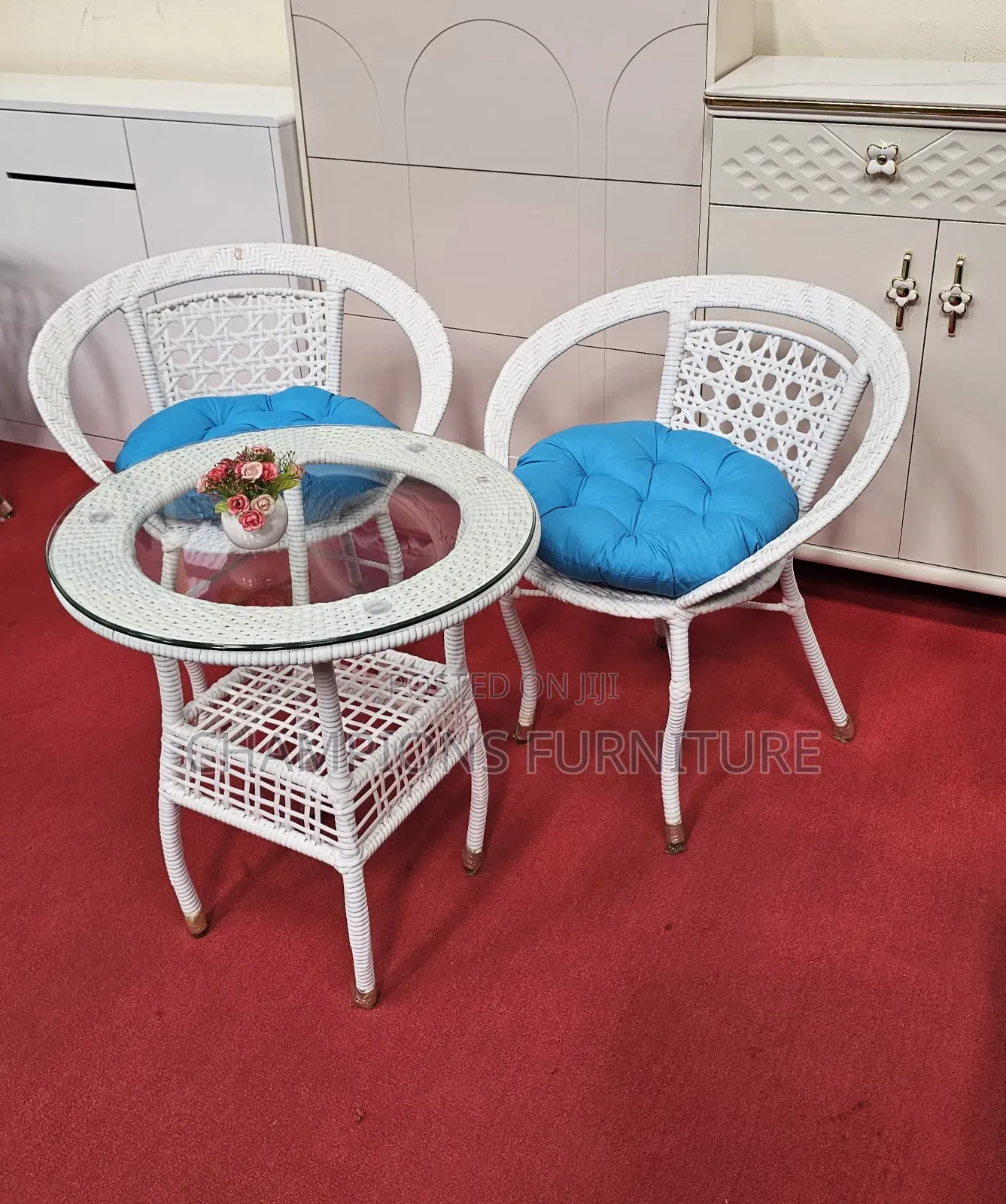 White Balcony Rattan Set