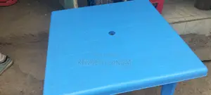 Durable Blue Plastic Square Table (4-Seater) - Good Condition
