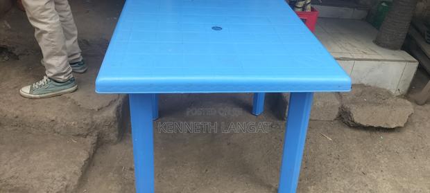 Durable Blue Plastic Square Table (4-Seater) - Good Condition - thumbnail 2