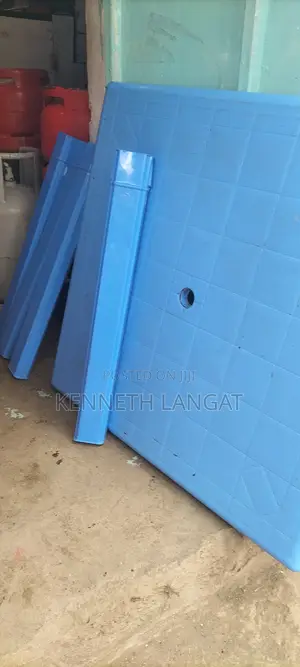 Durable Blue Plastic Square Table (4-Seater) - Good Condition