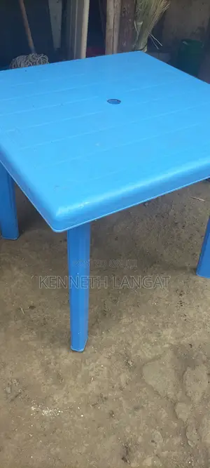 Durable Blue Plastic Square Table (4-Seater) - Good Condition