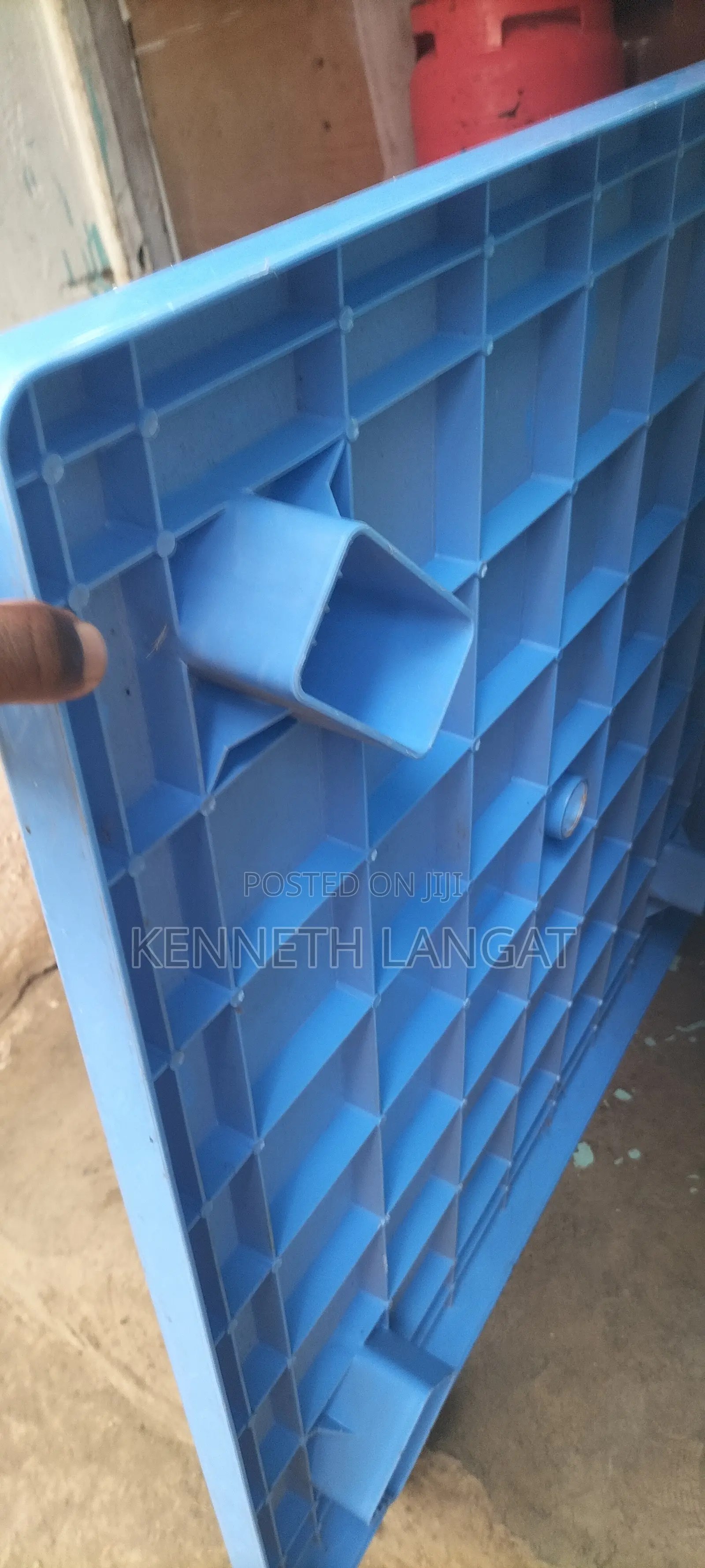 Durable Blue Plastic Square Table (4-Seater) - Good Condition