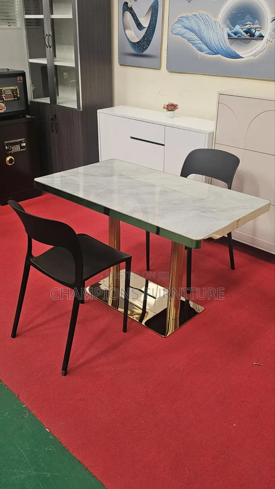 White Gold Marble Top Dining Table