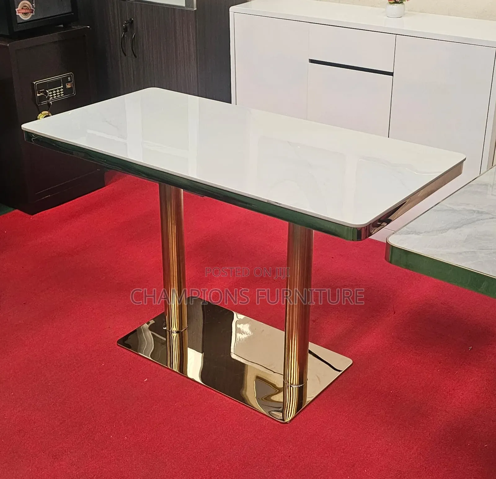 White Gold Marble Top Dining Table