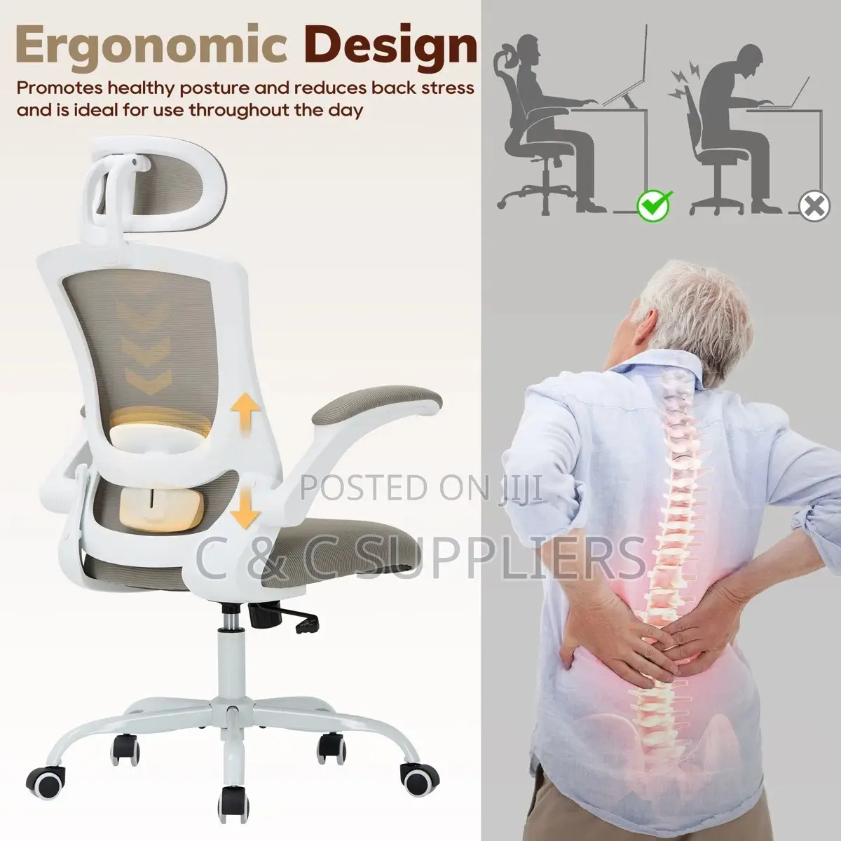 Mesh Task Chair With Flip-Up Arms