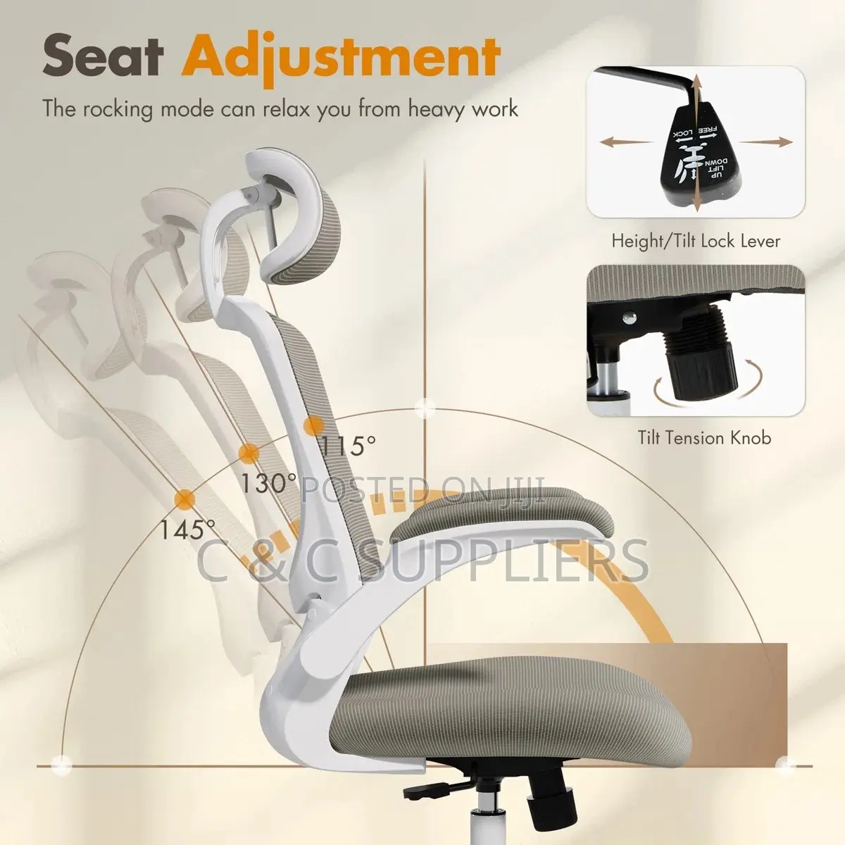 Mesh Task Chair With Flip-Up Arms
