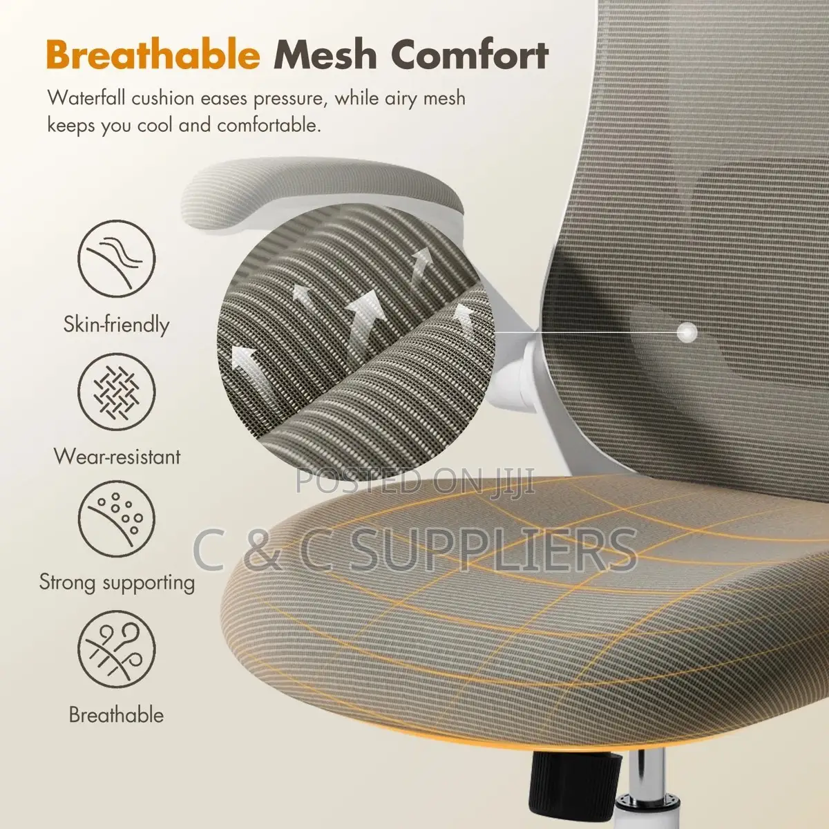 Mesh Task Chair With Flip-Up Arms
