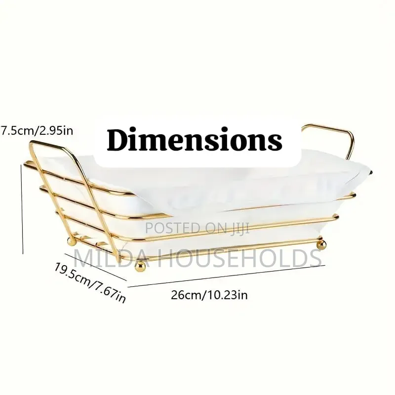 Gold Frame Black Cloth Bread Basket Storage Set