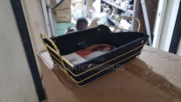 Gold Frame Black Cloth Bread Basket Storage Set - thumbnail 2