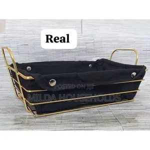 Gold Frame Black Cloth Bread Basket Storage Set