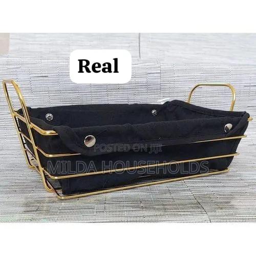Gold Frame Black Cloth Bread Basket Storage Set - thumbnail 3
