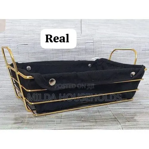 Gold Frame Black Cloth Bread Basket Storage Set