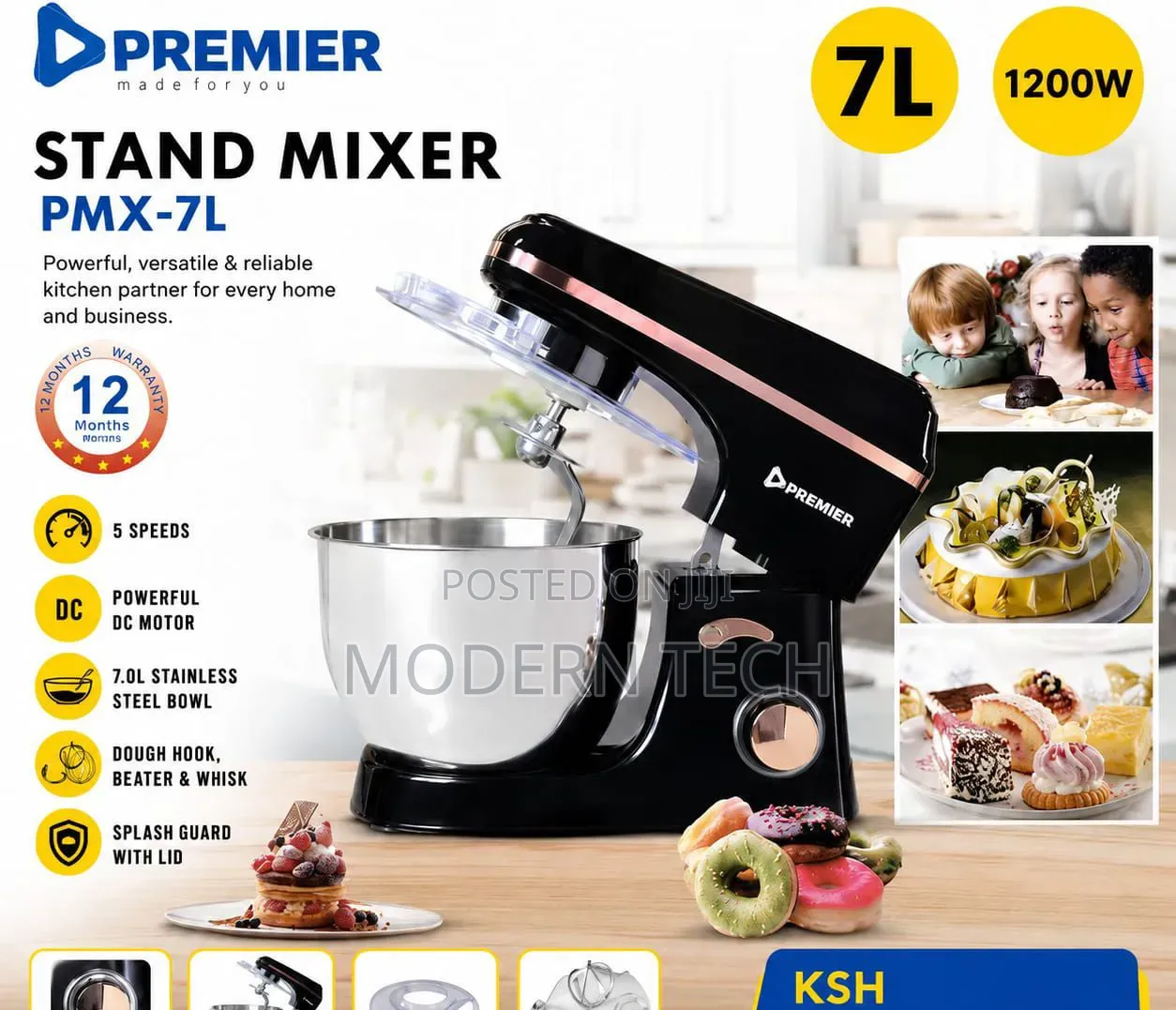 Premier 7L Multi-Function Stand Mixer – 1200W Powerful Motor
