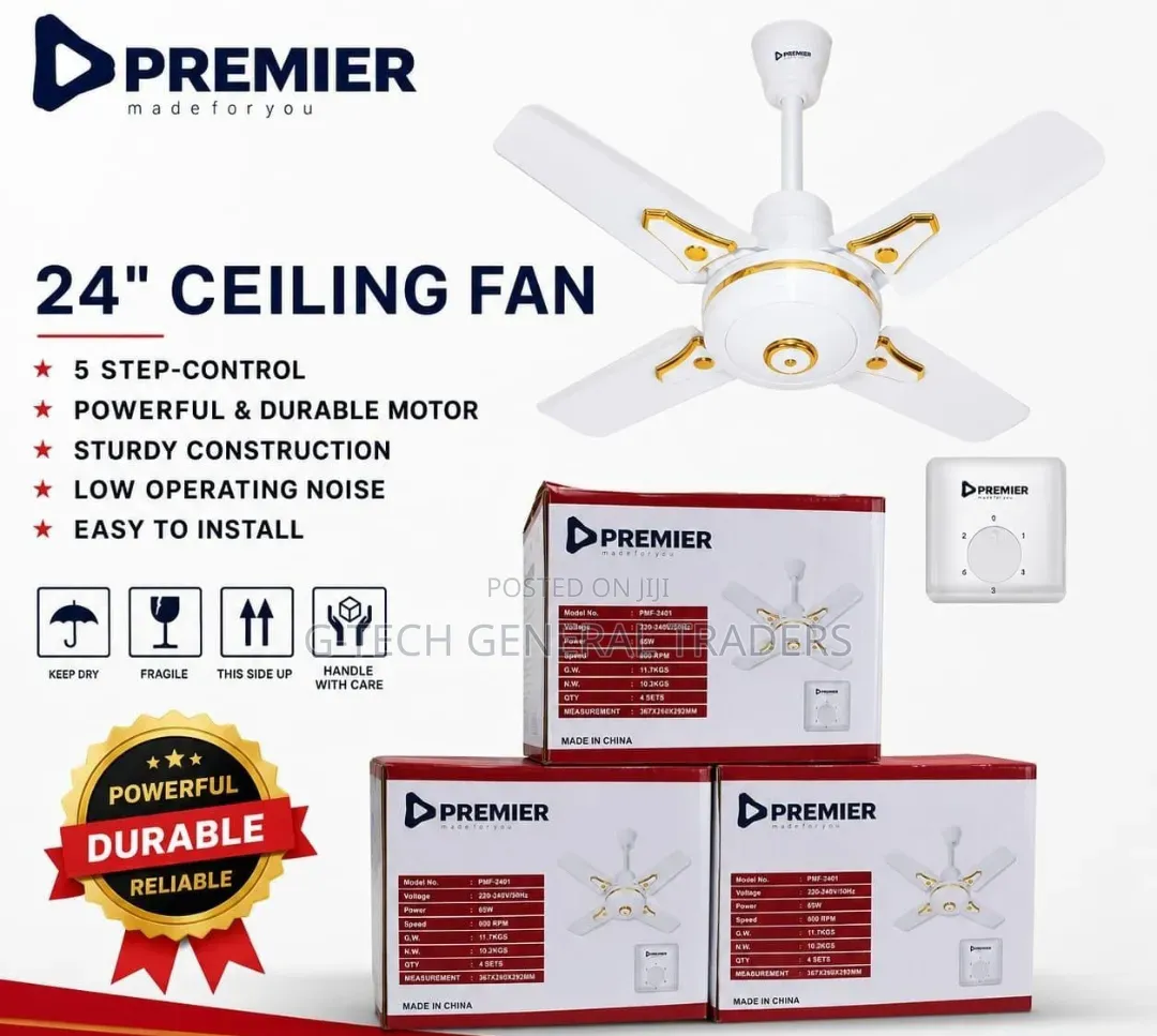 Premier 24inch Heavy Gauge 5-Speed Ceiling Fan(1 Year Warranty)