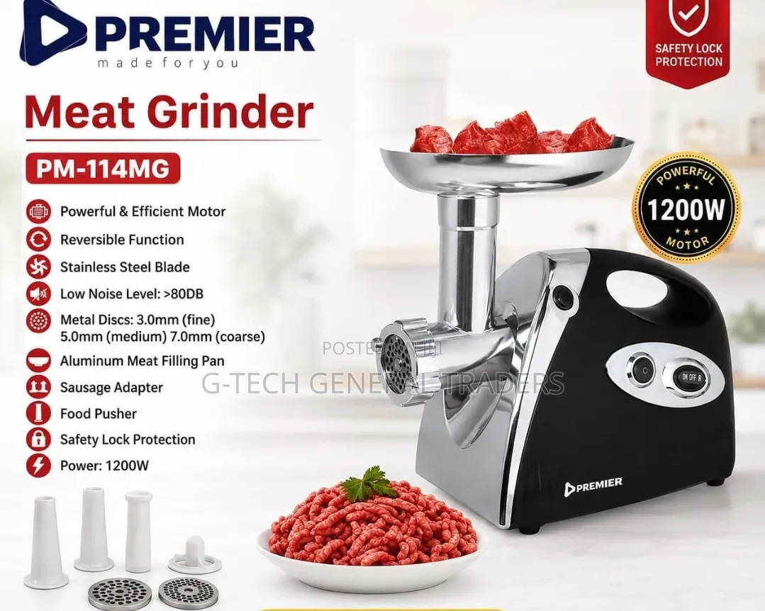Premier 1200w Commercial Meat Grinder With Reversible Function