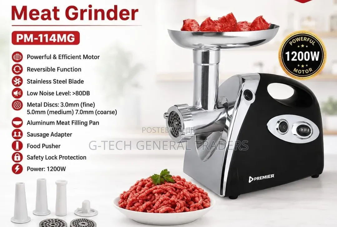 Premier 1200w Commercial Meat Grinder With Reversible Function