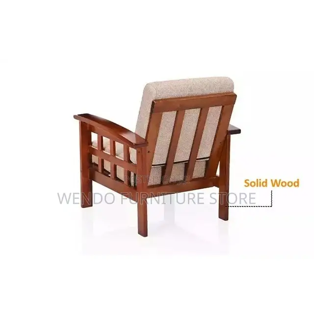 Sofa Set; Six Seaters Leather Sofa Set With Mahogany Finish