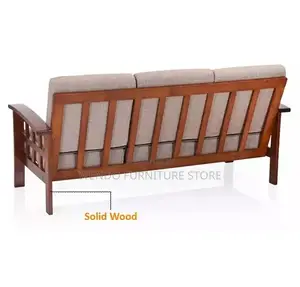Sofa Set; Six Seaters Leather Sofa Set With Mahogany Finish