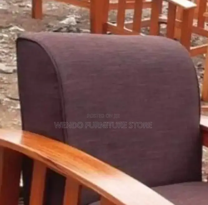 Sofa Set; Six Seaters Leather Sofa Set With Mahogany Finish