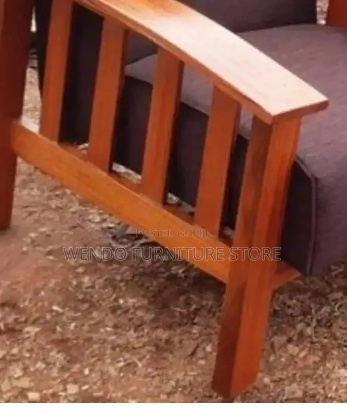 Sofa Set; Six Seaters Leather Sofa Set With Mahogany Finish