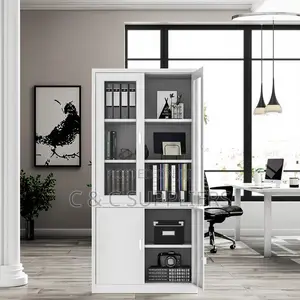 2-Swing Door Glass Front File Cabinet