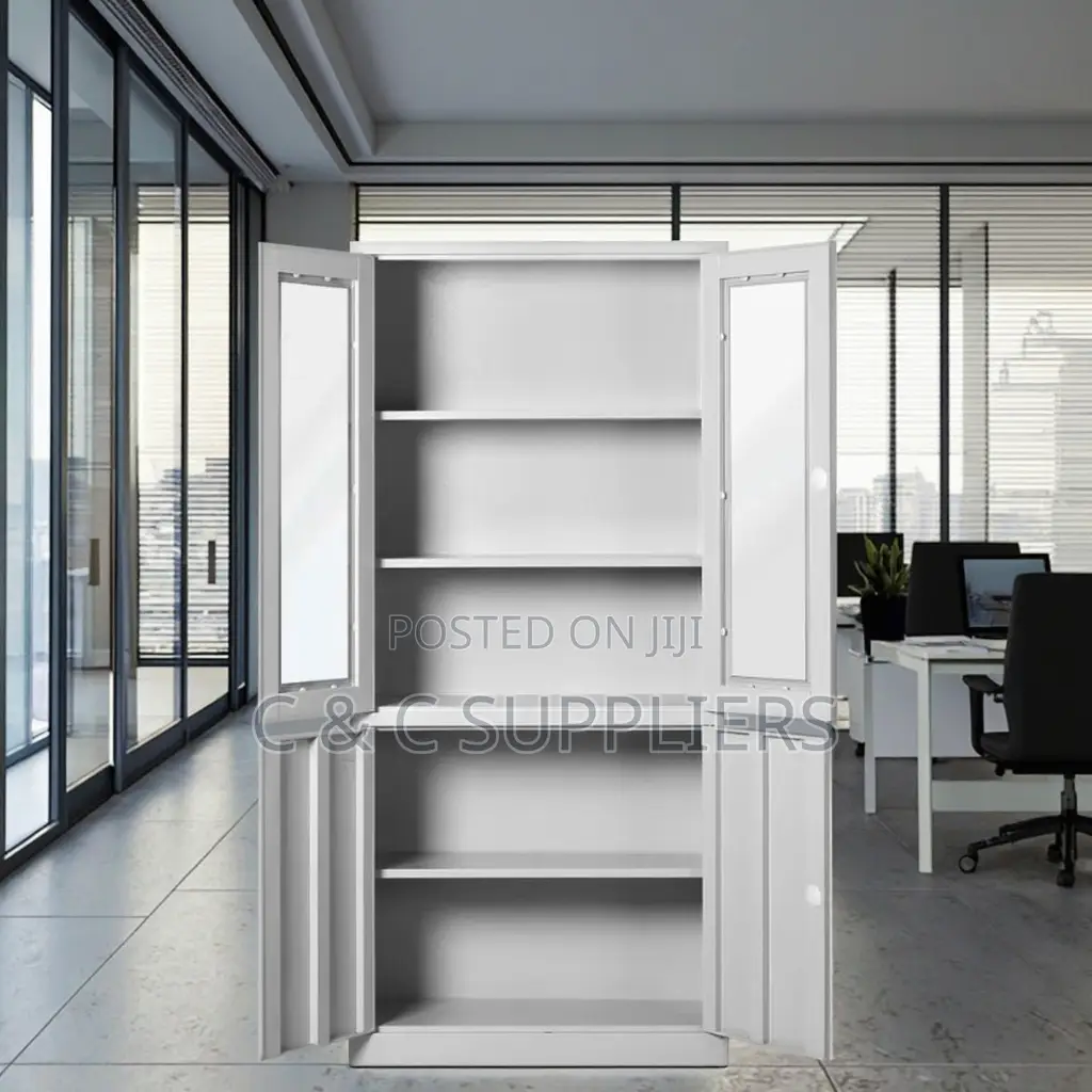 2-Swing Door Glass Front File Cabinet