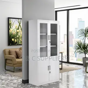 2-Swing Door Glass Front File Cabinet