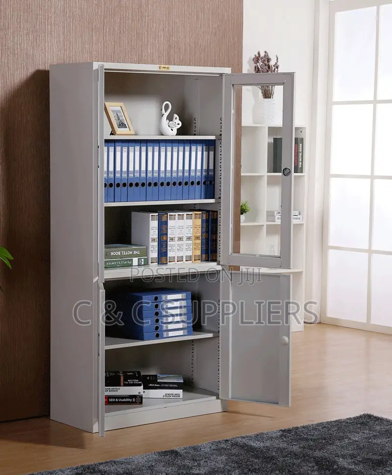 2-Swing Door Glass Front File Cabinet