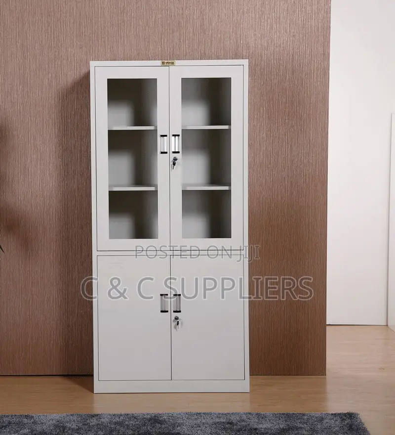 2-Swing Door Glass Front File Cabinet