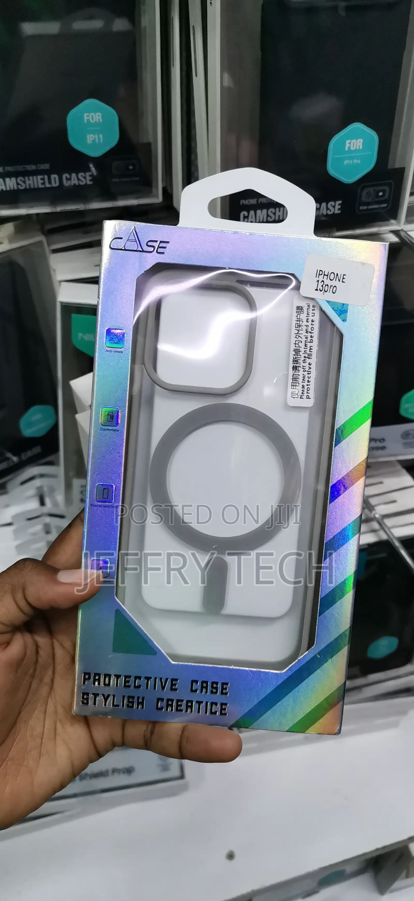 iPh 13 Pro Translucent Backing Paired With Protective TPU Bumper Case