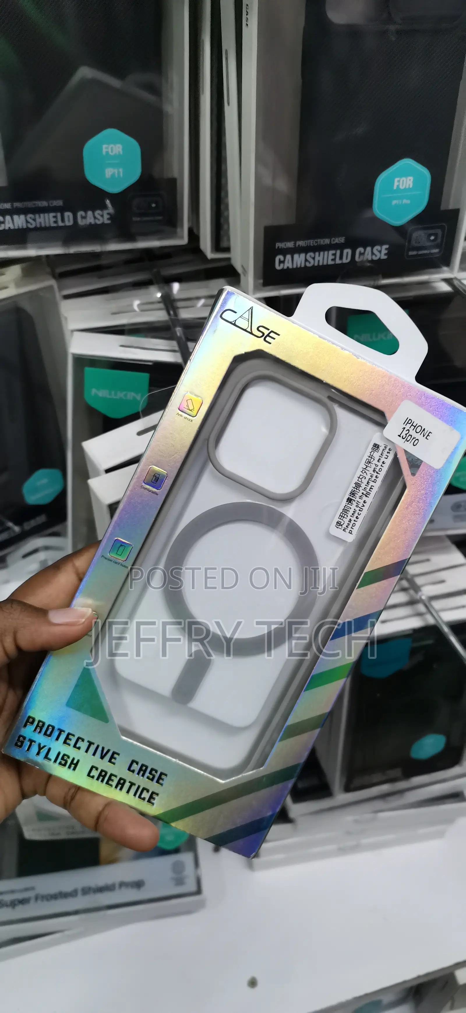 iPh 13 Pro Translucent Backing Paired With Protective TPU Bumper Case