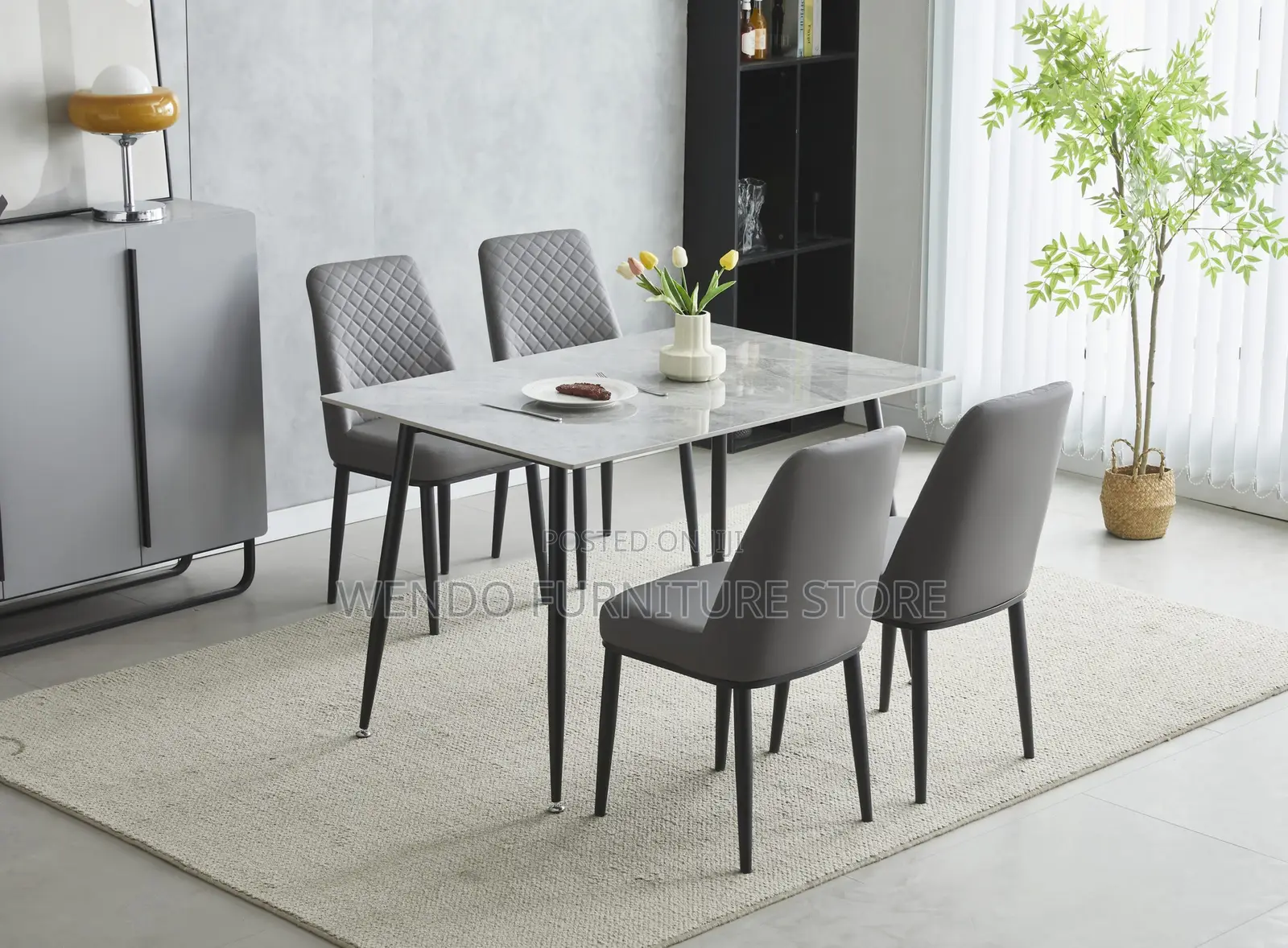 Dining Set; Four Elegant Seaters Dining Set