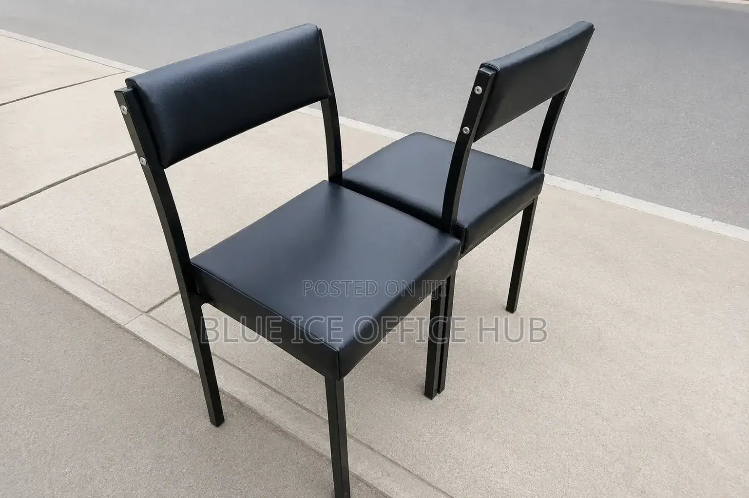 Modern Black Armless Office Leather Chair