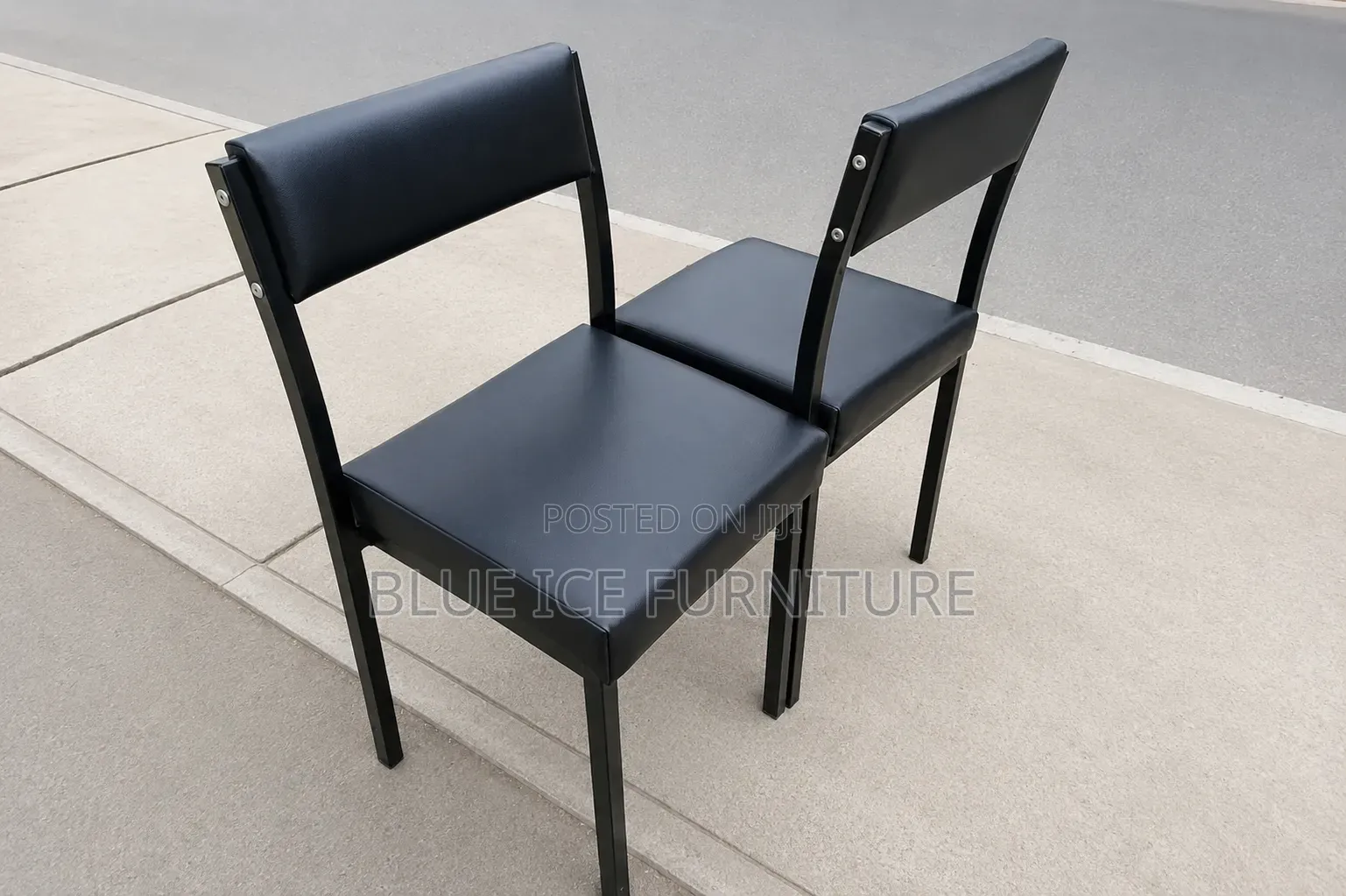 Modern Black Armless Office Leather Chair