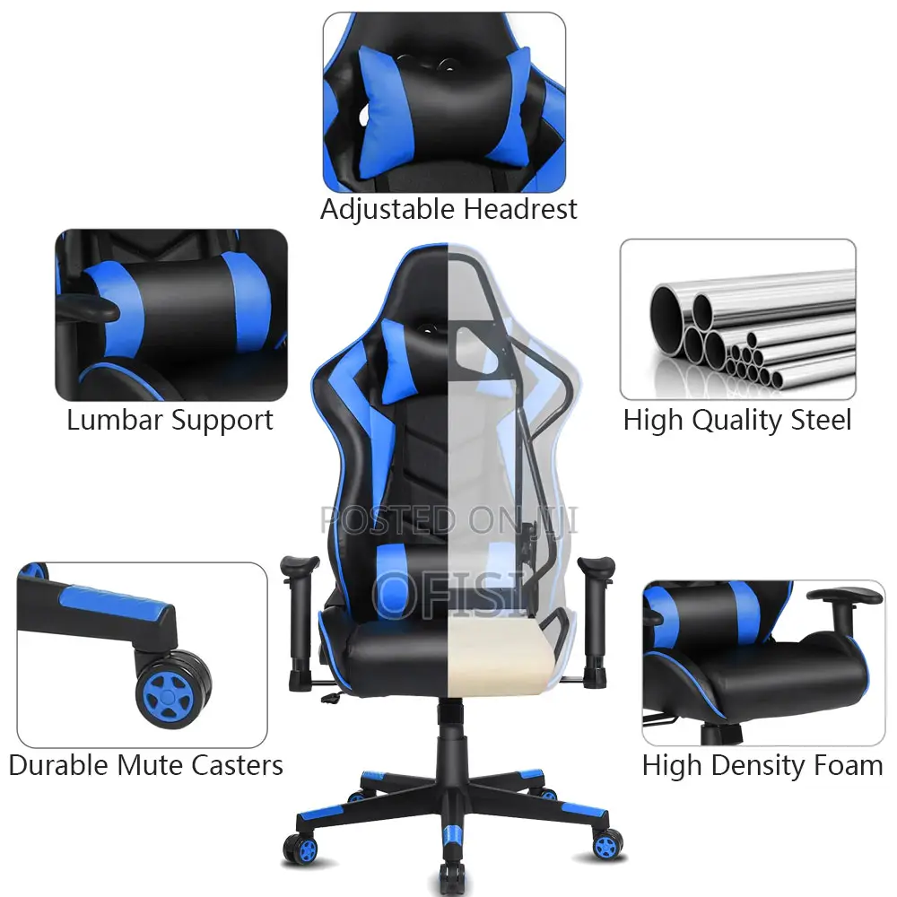 Gaming Chair - Black, Red, Blue Gold Colors