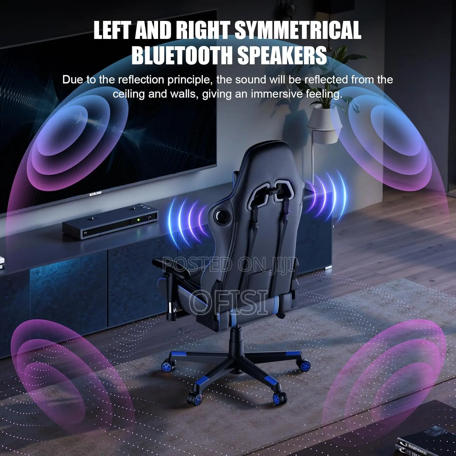 Gaming Chair - Black, Red, Blue Gold Colors