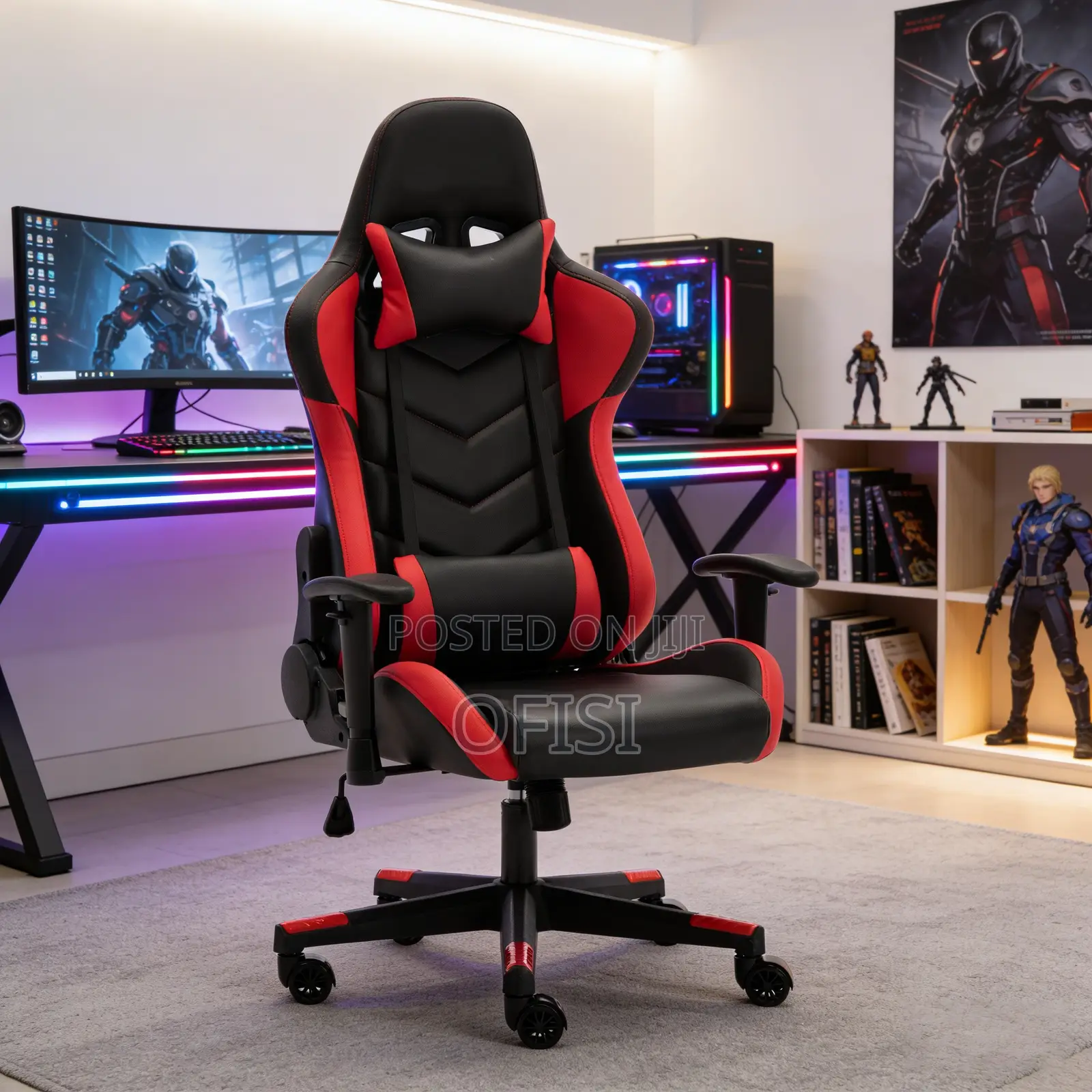 Gaming Chair - Black, Red, Blue Gold Colors